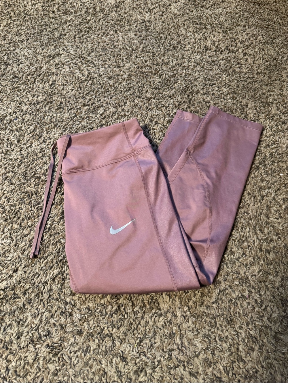 Nike Mauve/Pink womens Athletic Leggings with White Swoosh